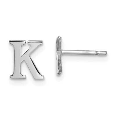 Letter K Initial Post Earrings Sterling Silver Rhodium-Plated XNE46SS/K, MPN: XNE46SS/K,
