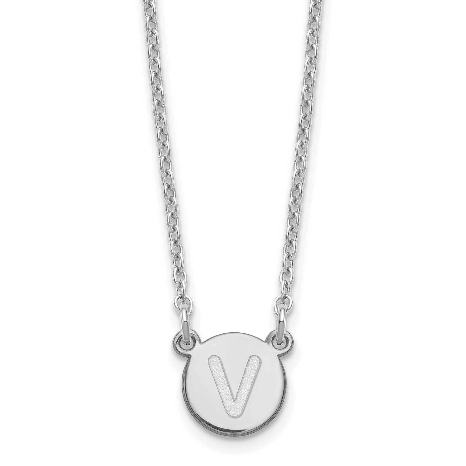 Tiny Circle Block Letter V Initial Necklace Sterling Silver Rhodium-Plated XNA722SS/V, MPN: XNA722S…