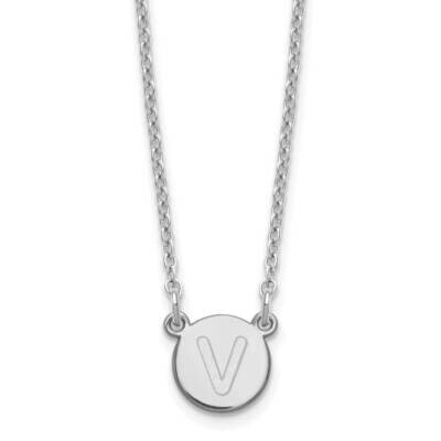 Tiny Circle Block Letter V Initial Necklace Sterling Silver Rhodium-Plated XNA722SS/V, MPN: XNA722S…