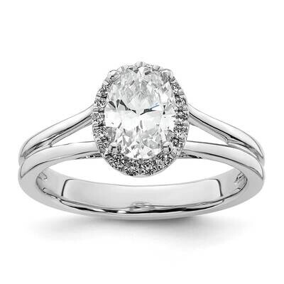 Halo Holds 3/4 Carat 7.7X5.5mm Oval Center 1/10 Carat Diamond Semi-Mount Split Shank Engagement Rin…