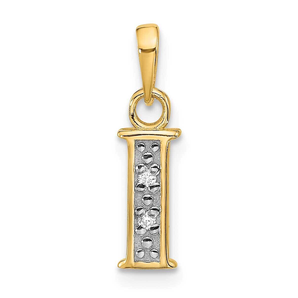 Diamond Letter I Initial Pendant 14k Gold With Rhodium YC1541I, MPN: YC1541I,