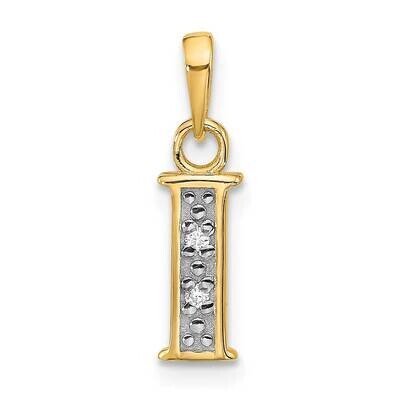 Diamond Letter I Initial Pendant 14k Gold With Rhodium YC1541I, MPN: YC1541I,