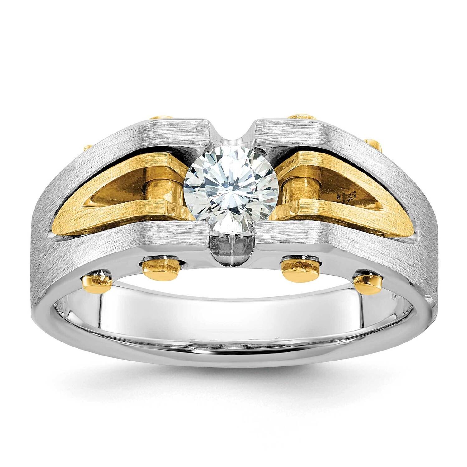 Ibgoodman Men&#39;s Polished Satin 1/2 Carat Diamond Complete Ring 14k Two-Tone Gold B63439-4WYAA