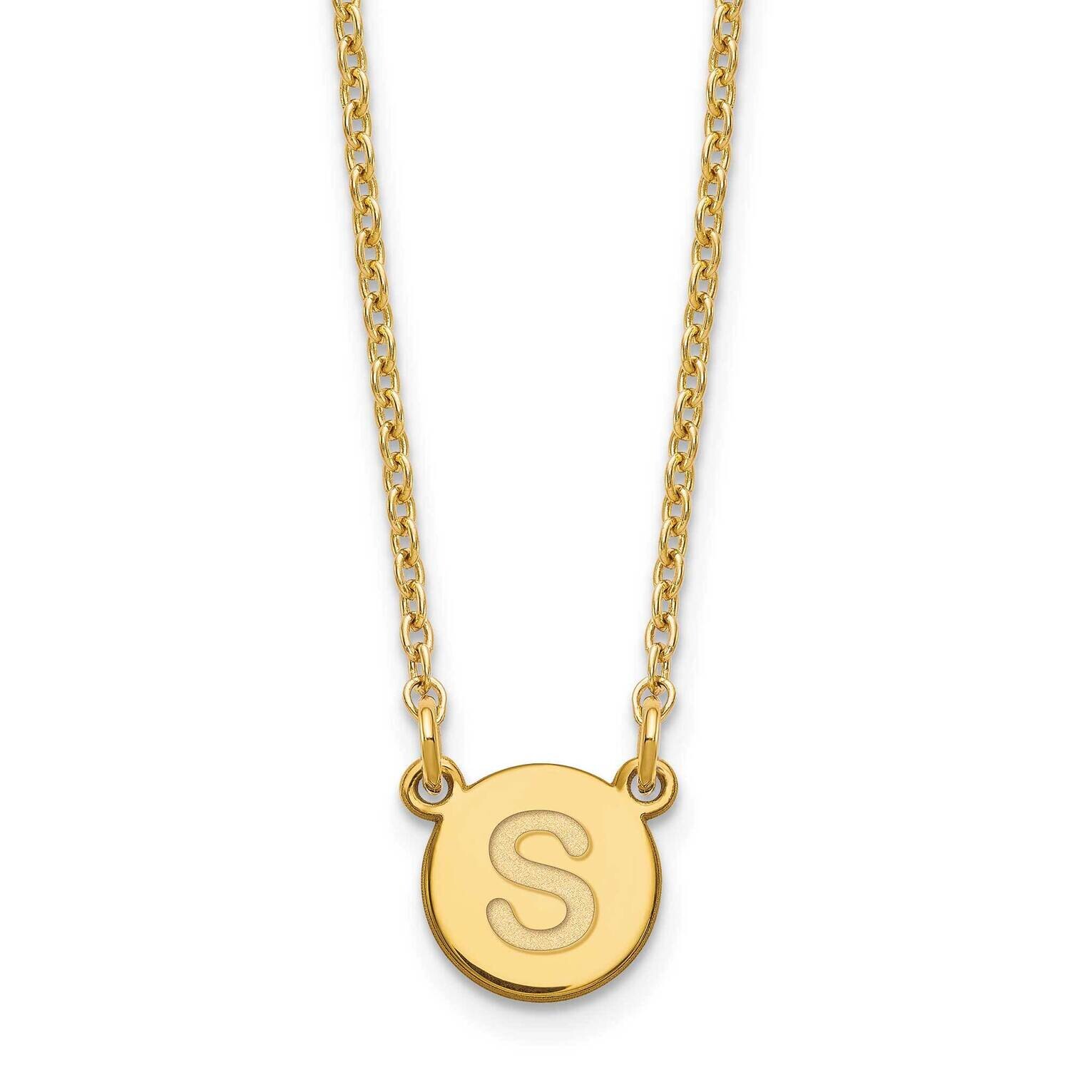 Gold-Plated Tiny Circle Block Letter S Initial Necklace Sterling Silver XNA722GP/S
