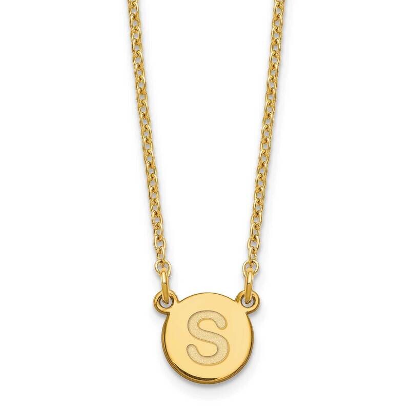 Gold-Plated Tiny Circle Block Letter S Initial Necklace Sterling Silver XNA722GP/S