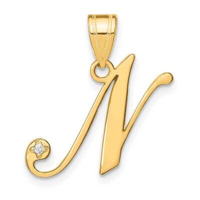 Script Letter N Initial Pendant Diamond 14k Gold YC252N, MPN: YC252N,
