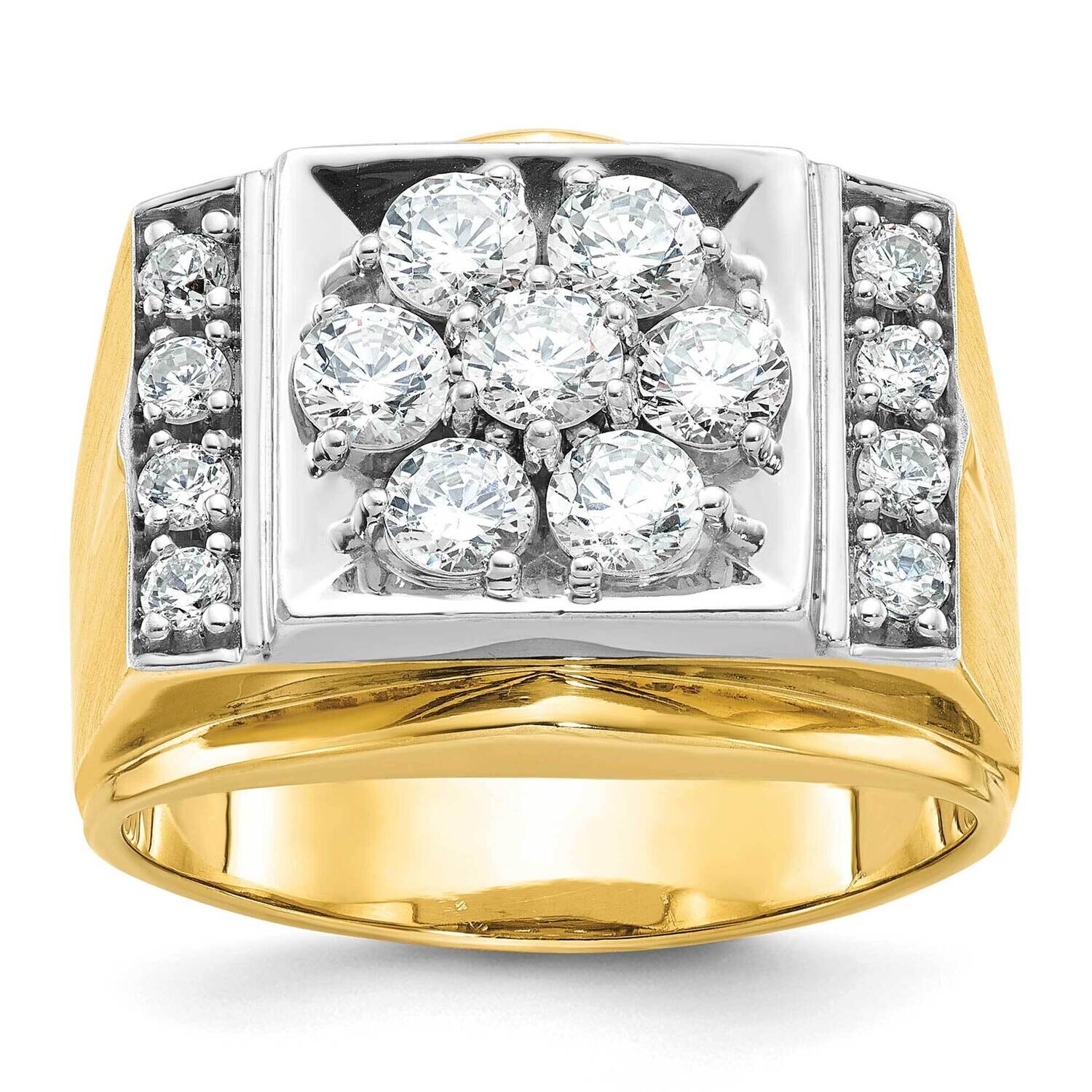 Ibgoodman Men&#39;s Polished Satin 1 1/2 Carat Aa Quality Diamond Cluster Ring 14k Two-Tone Gold B58227…