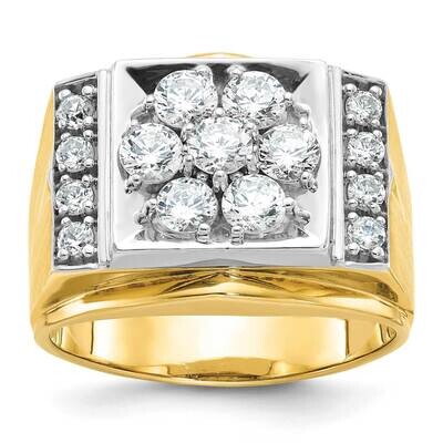Ibgoodman Men&#39;s Polished Satin 1 1/2 Carat Aa Quality Diamond Cluster Ring 14k Two-Tone Gold B58227…