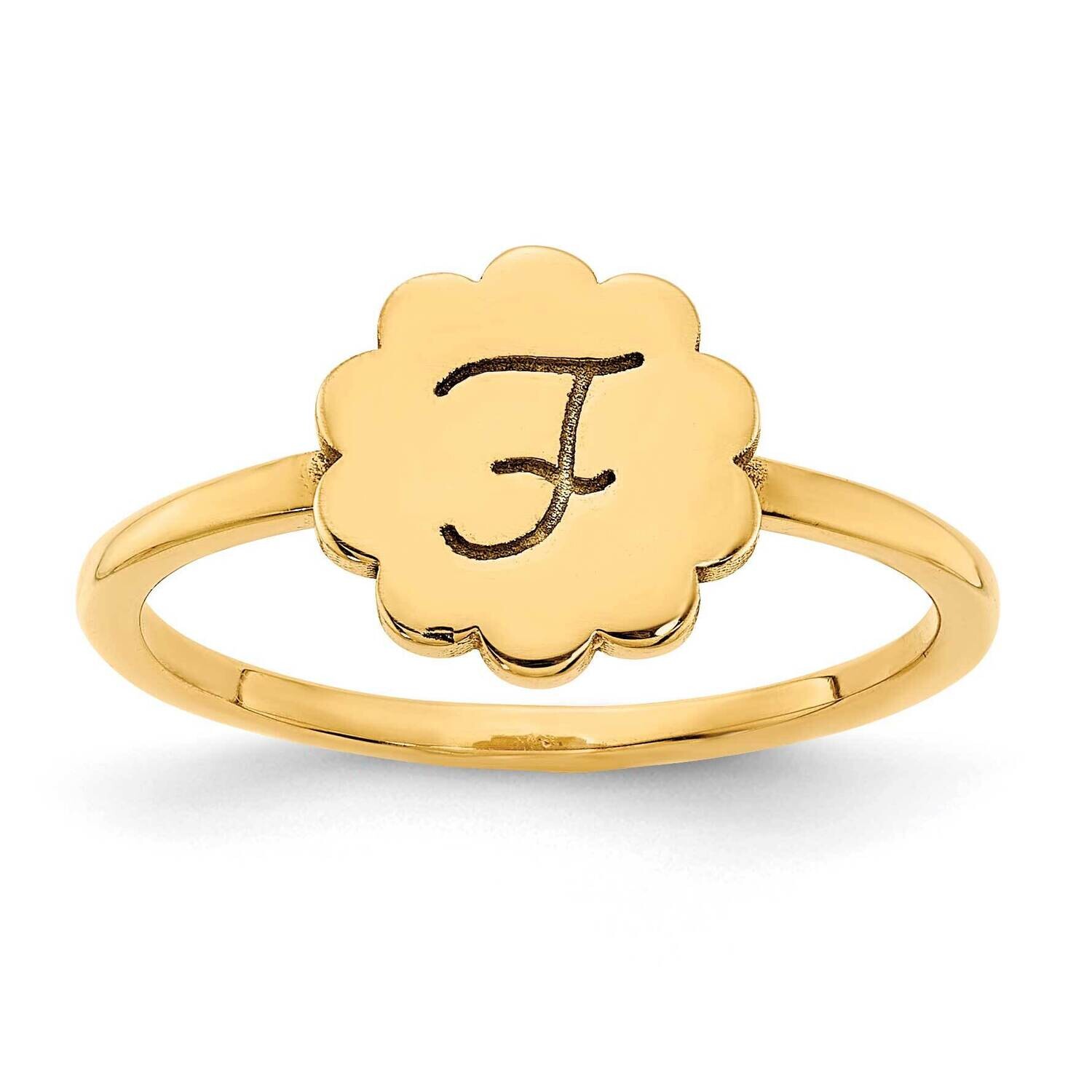 Initial Flower Signet Ring 14k Gold XNR118Y, MPN: XNR118Y, 196904020753