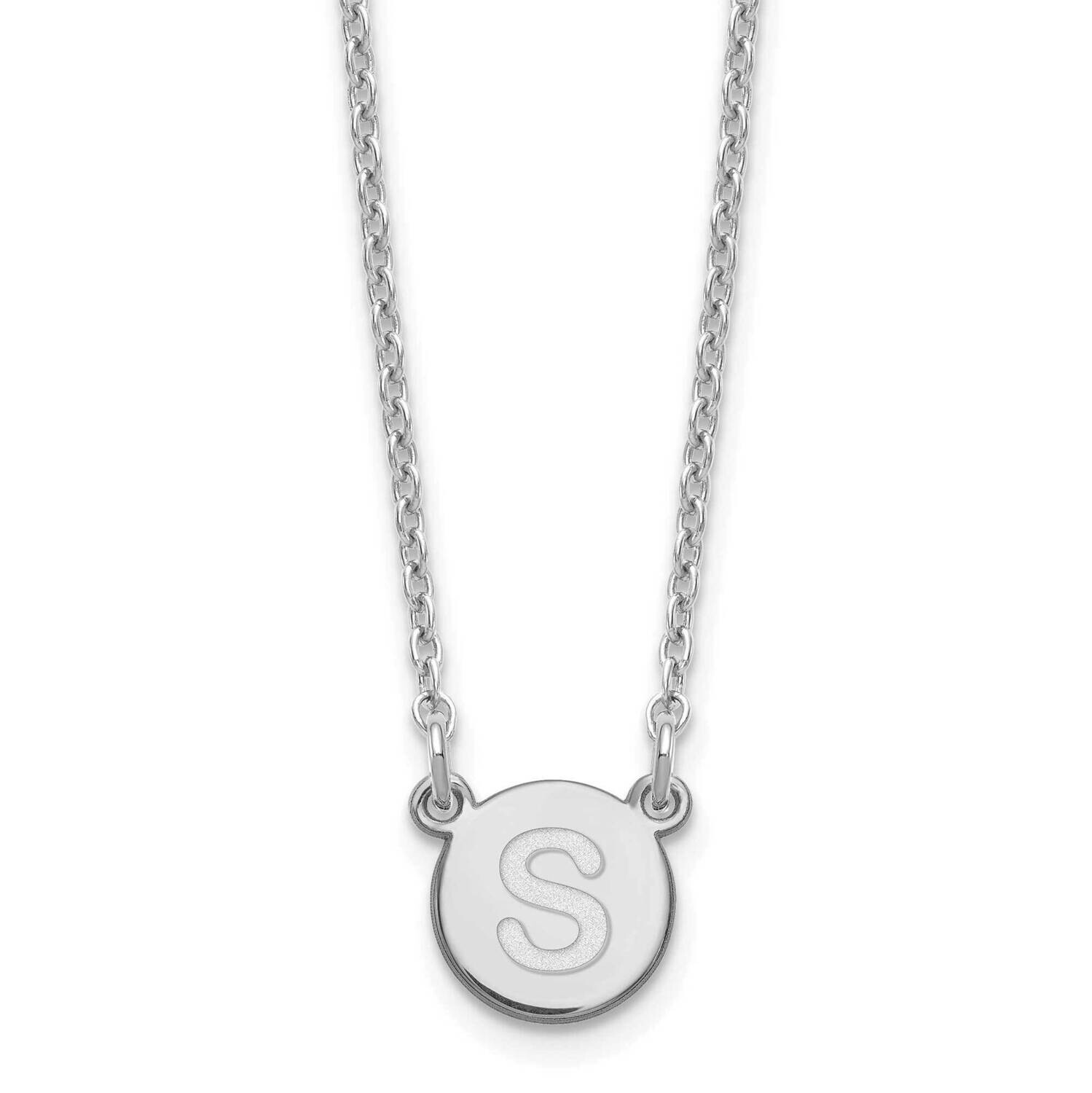 Tiny Circle Block Letter S Initial Necklace Sterling Silver Rhodium-Plated XNA722SS/S
