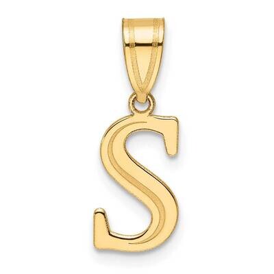 Etched Letter S Initial Pendant 14k Polished Gold YC1539S, MPN: YC1539S,