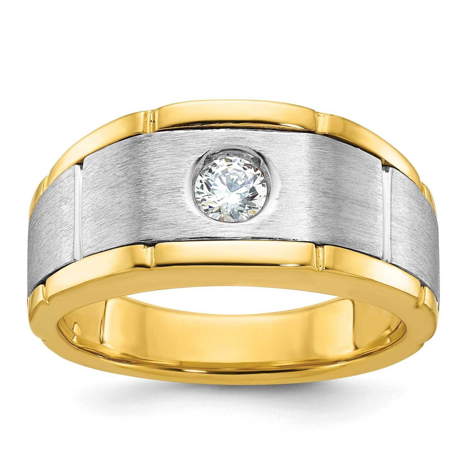 Ibgoodman Men&#39;s Polished Satin 1/4 Carat Diamond Complete Ring 14k Two-Tone Gold B63905-4YWAA by IB…