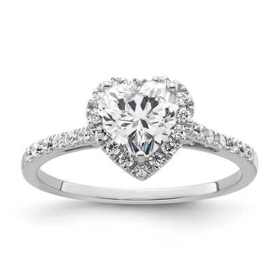 Halo Holds 3/4 Carat 6mm Heart Center 1/3 Carat Diamond Semi-Mount Engagement Ring 14k White Gold R…