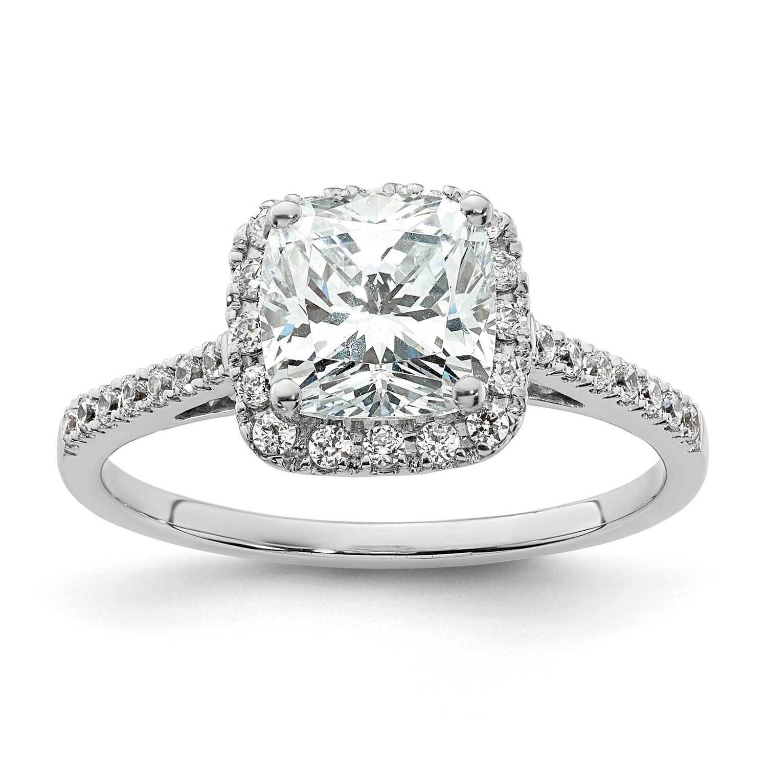 Halo Holds 1.75 Carat 6.9mm Cushion Center 1/4 Carat Diamond Semi-Mount Engagement Ring 14k White G…