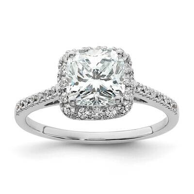 Halo Holds 1.75 Carat 6.9mm Cushion Center 1/4 Carat Diamond Semi-Mount Engagement Ring 14k White G…