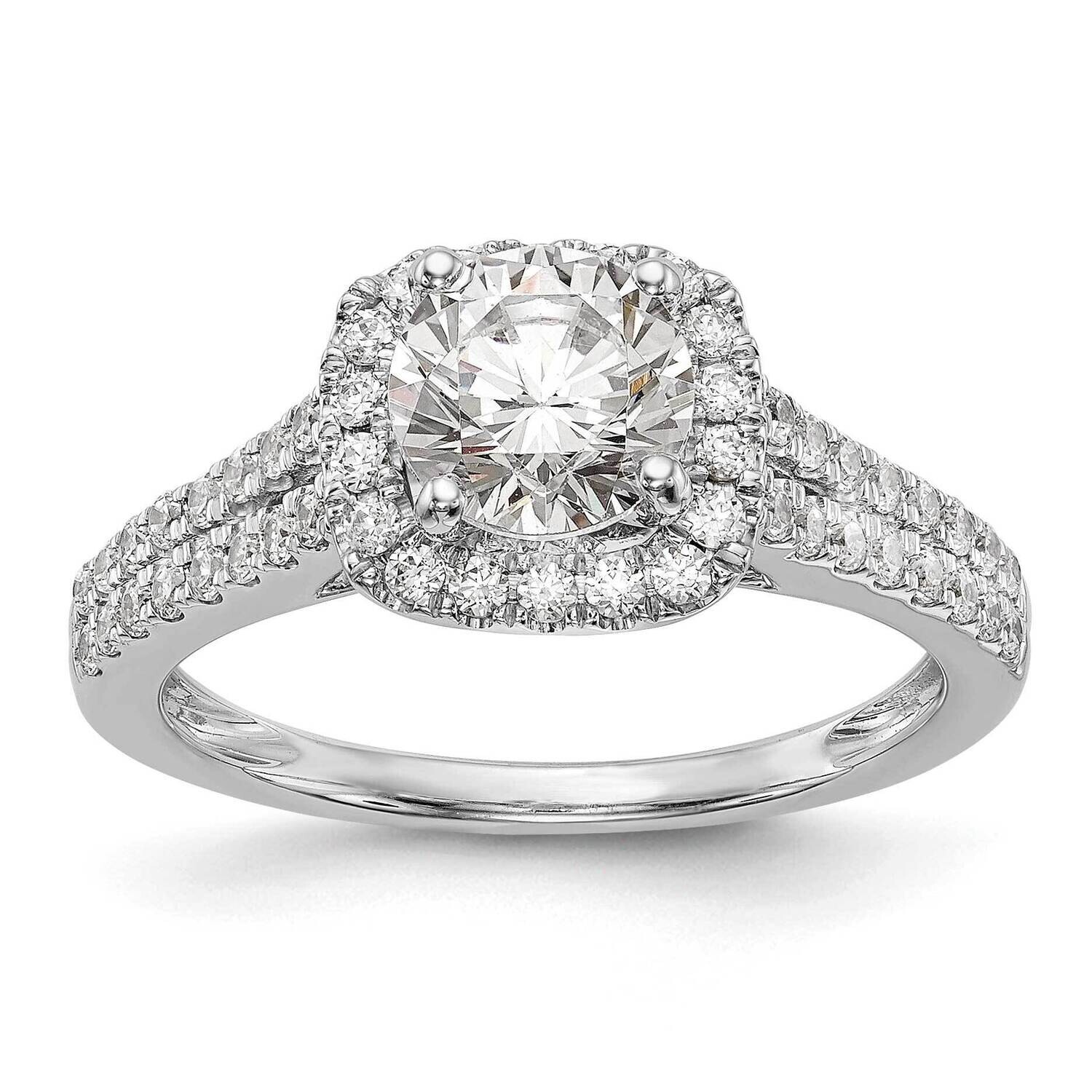 Halo Plus Peg Set 1/2 Carat Diamond Semi-Mount Engagement Ring 14k White Gold RM2237E-053-WAA, MPN:…