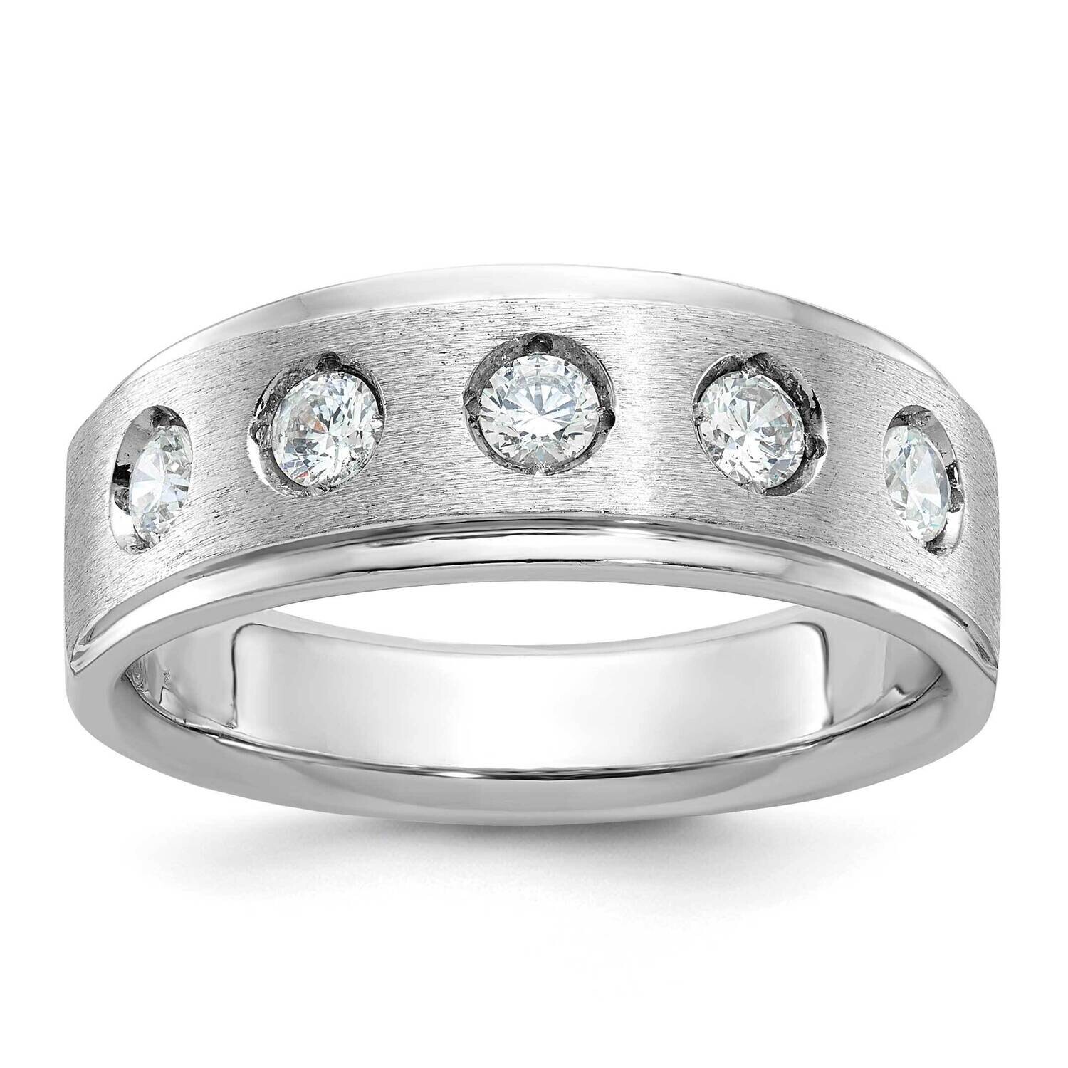 Ibgoodman Men&#39;s Polished Satin 1/2 Carat Diamond Complete Ring 14k White Gold B58949-4WAA by IBGood…