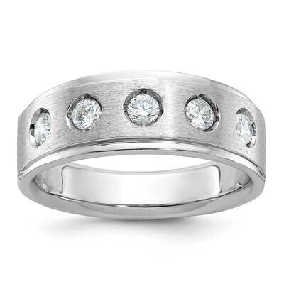 Ibgoodman Men&#39;s Polished Satin 1/2 Carat Diamond Complete Ring 14k White Gold B58949-4WAA by IBGood…