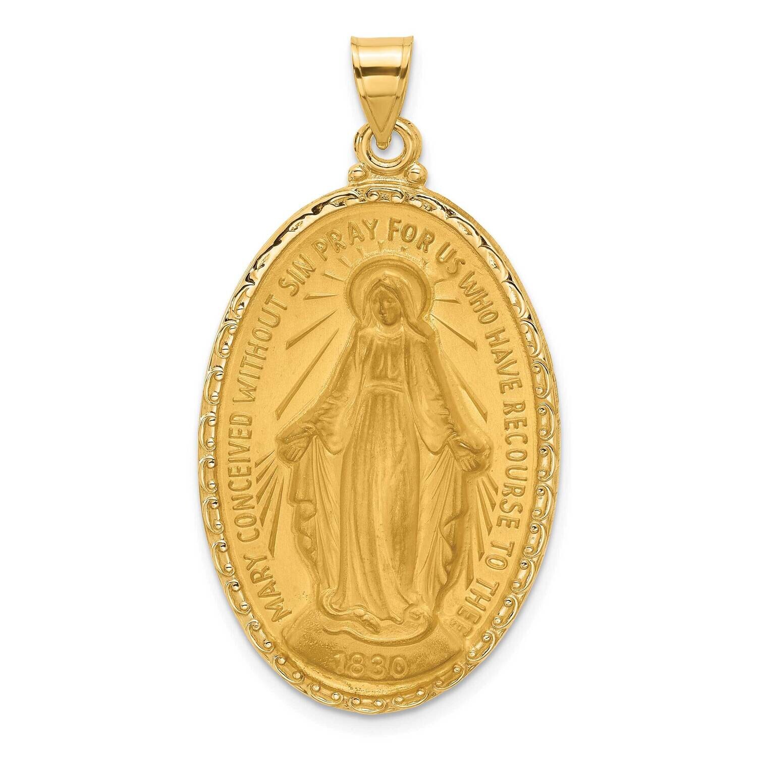 Satin Polished Miraculous Medal Solid Oval Pendant 14k Gold XR2123 by Men&#39;s Jewelry and Accessories…