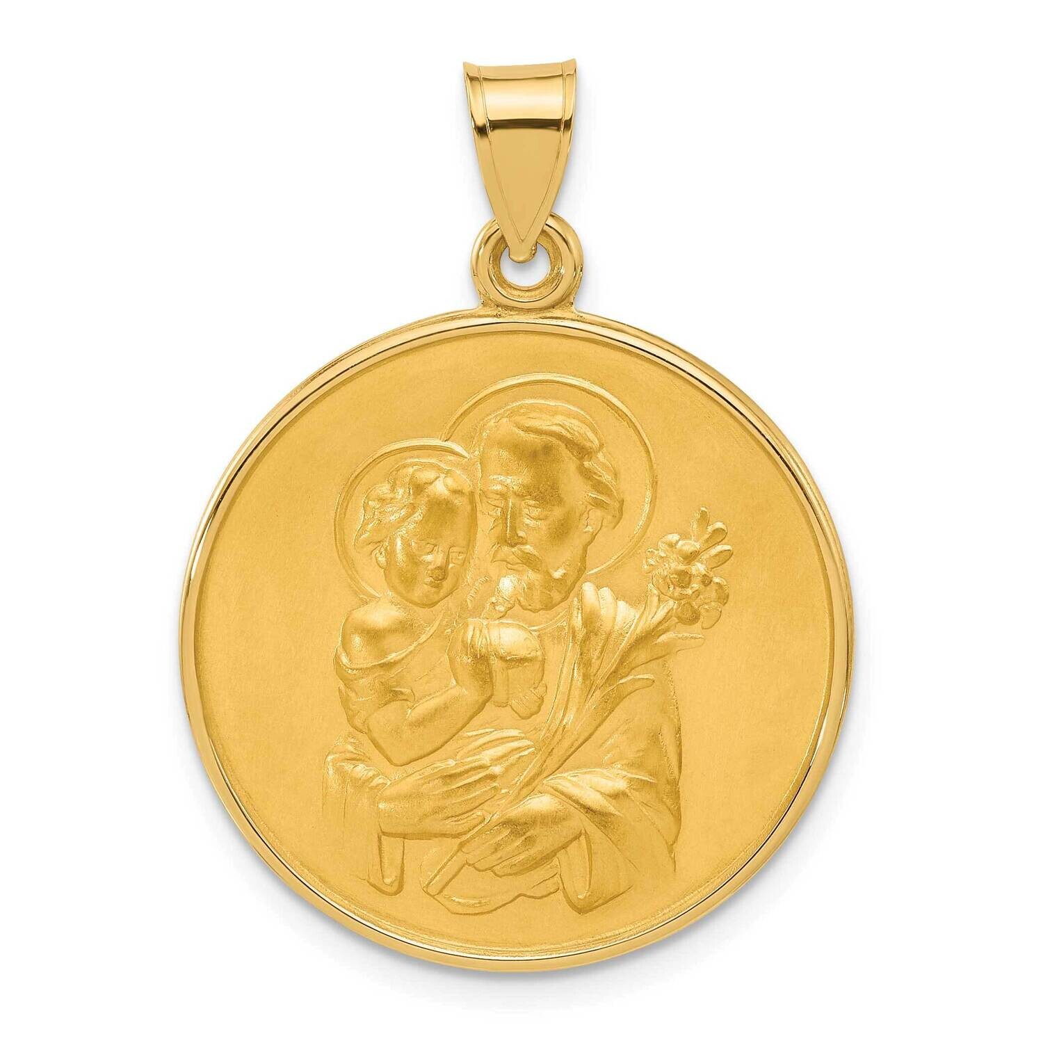 Satin Solid St Joseph Medal 14k Polished Gold XR2144 by Men&#39;s Jewelry and Accessories, MPN: XR2144,