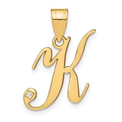 Script Letter K Initial Pendant Diamond 14k Gold YC252K, MPN: YC252K,