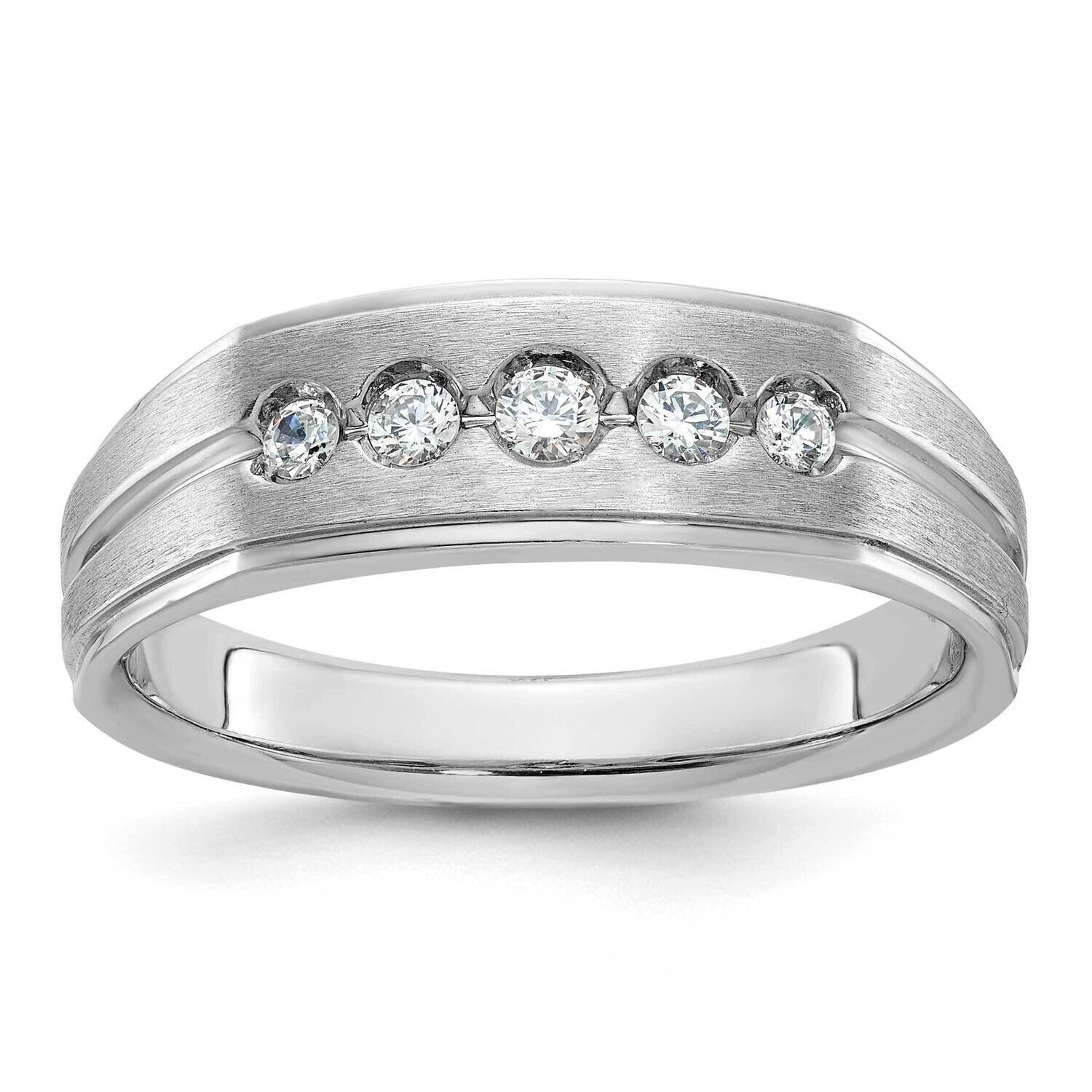 Ibgoodman Men&#39;s Polished Satin 1/4 Carat Diamond Complete Ring 14k White Gold B63310-4WAA by IBGood…