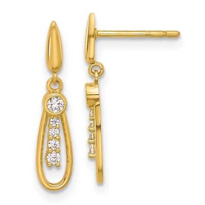 Teardrop CZ Post Dangle Earrings 14k Polished Gold YE2179, MPN: YE2179,