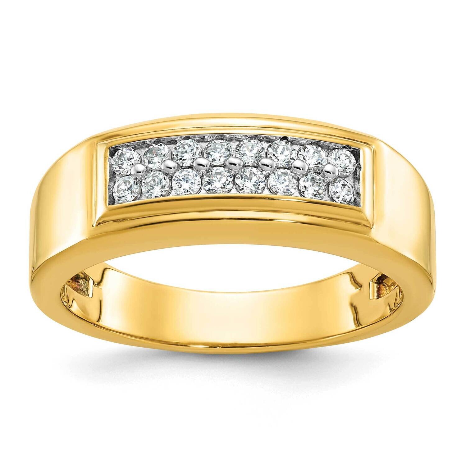 Ibgoodman Men's Polished 2-Row 1/3 Carat Aa Quality Diamond Ring 14k Gold B64208-4YAA