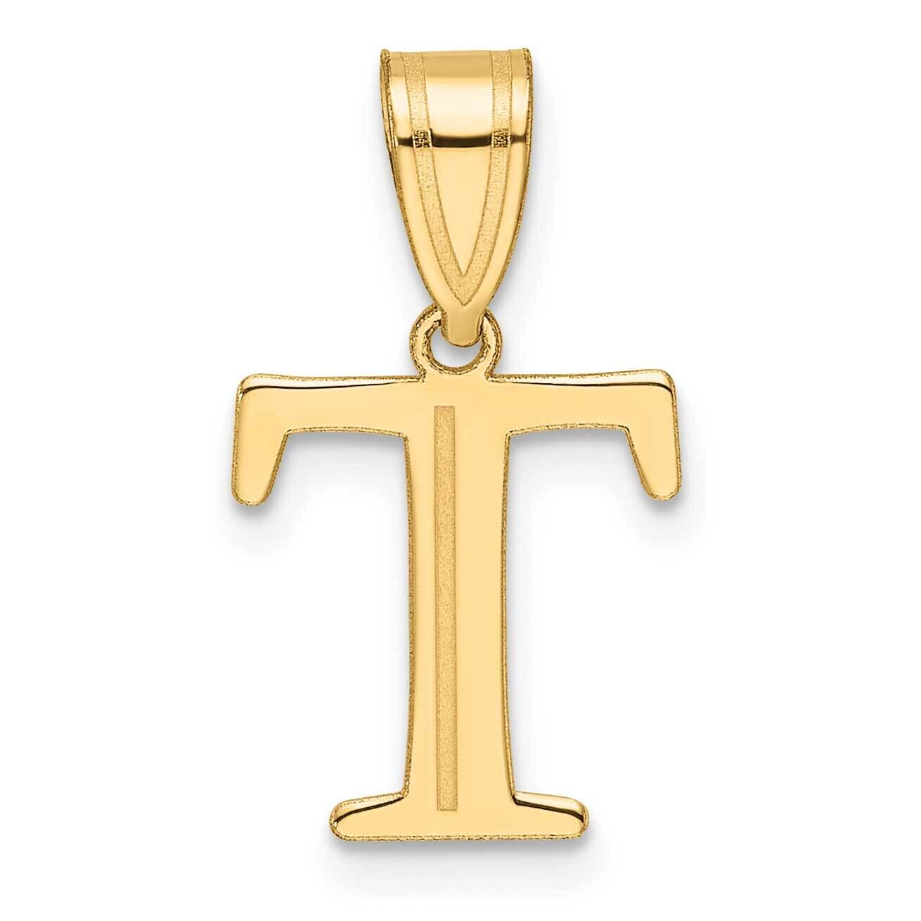 Etched Letter T Initial Pendant 14k Polished Gold YC1539T