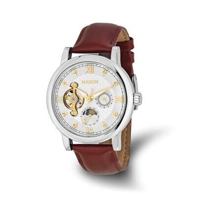 Mason Sales Crystal Skeleton Movement Red Leather BWatc Stainless Steel XWA6524, MPN: XWA6524,