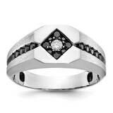 Ibgoodman Men&#39;s Black Rhodium Satin 1/2 Carat Black White Diamond Complete Ring 14k White Gold B591…