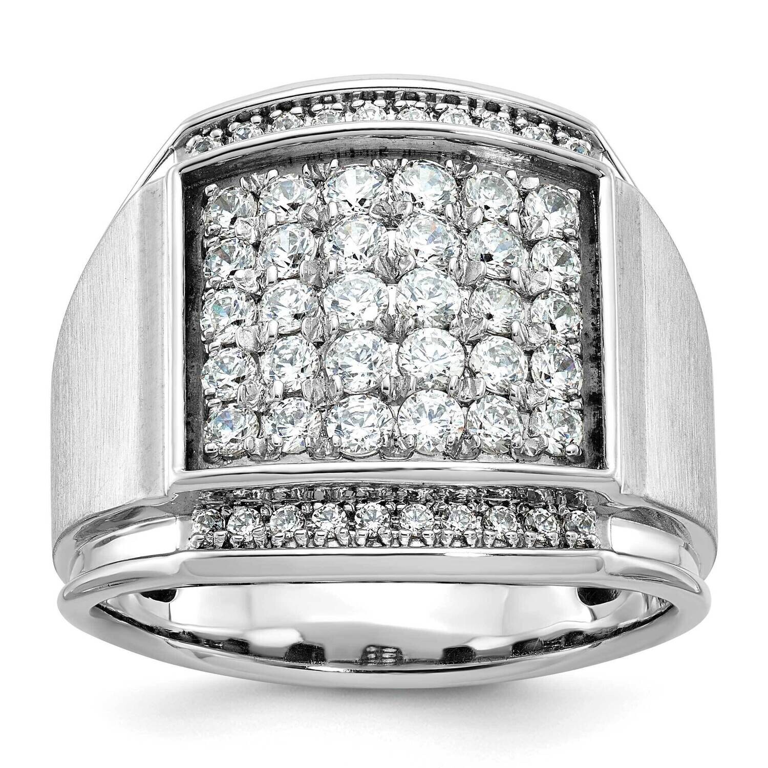 Ibgoodman Men&#39;s Polished Satin 1 1/5 Carat Aa Quality Diamond Cluster Ring 14k White Gold B59139-4W…