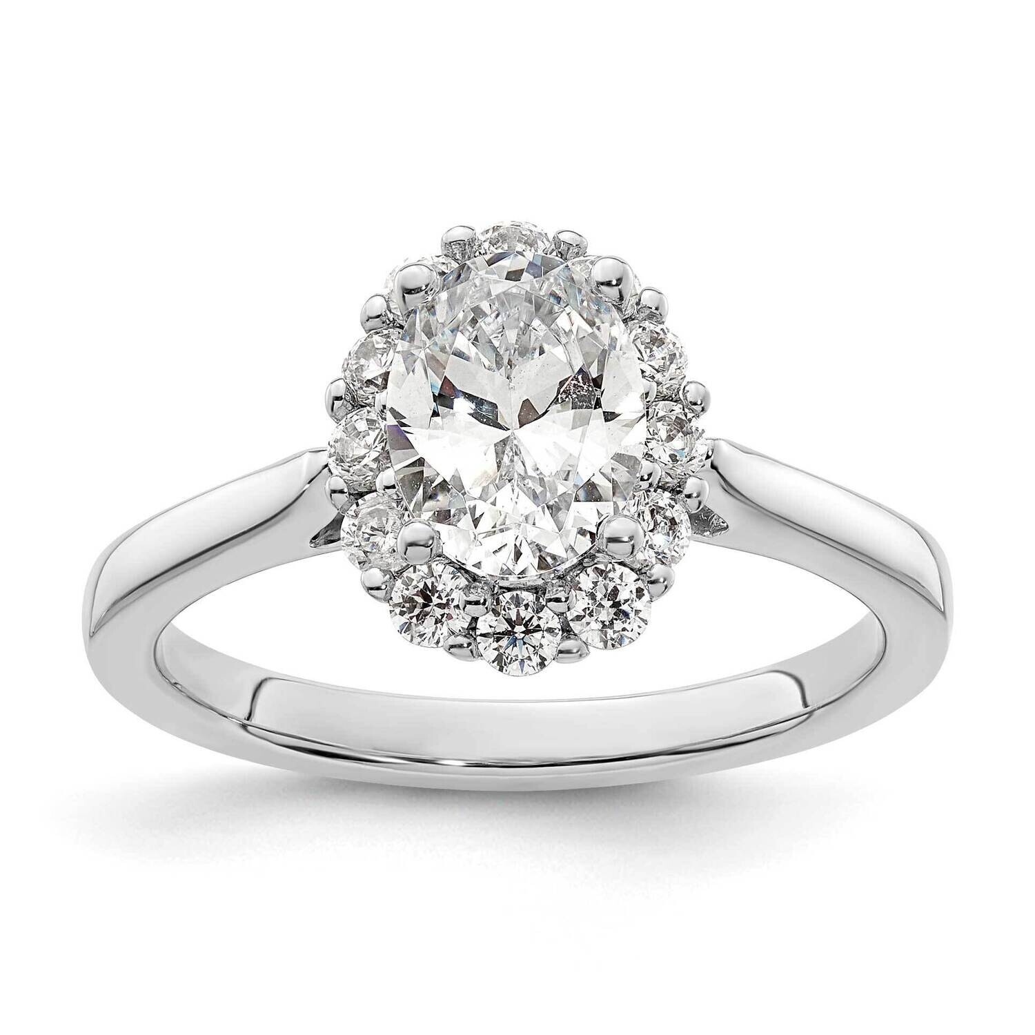 Halo Holds 3/4 Carat 7.5X5.0mm Oval Center 3/8 Carat Diamond Semi-Mount Engagement Ring 14k White G…