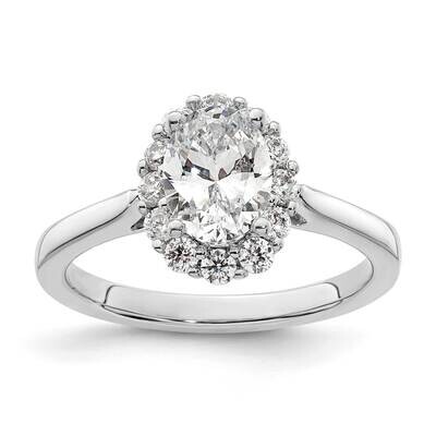 Halo Holds 3/4 Carat 7.5X5.0mm Oval Center 3/8 Carat Diamond Semi-Mount Engagement Ring 14k White G…