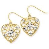 &amp; Rhodium .01Ct Diamond Filigree Heart Wire Earrings 14k Gold YE1519, MPN: YE1519, 637218140800