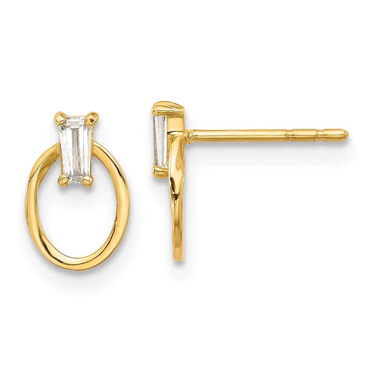 CZ Oval Post Earrings 14k Polished Gold YE2173, MPN: YE2173,