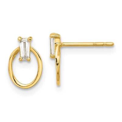 CZ Oval Post Earrings 14k Polished Gold YE2173, MPN: YE2173,