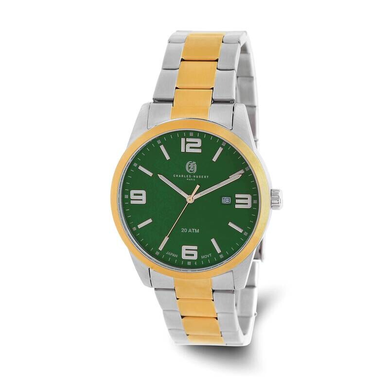 Charles Hubert Two-Tone Green Dial Watch Stainless Steel XWA6602