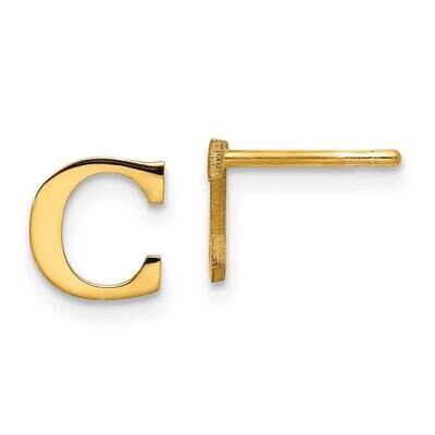 Gold-Plated Letter C Initial Post Earrings Sterling Silver XNE46GP/C, MPN: XNE46GP/C,