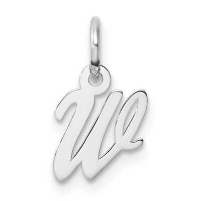 Small Script Letter W Initial Charm 14k White Gold YC1527W, MPN: YC1527W,