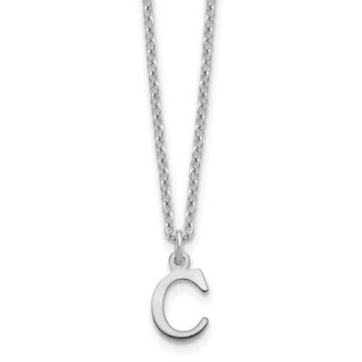 Cutout Letter C Initial Necklace Sterling Silver Rhodium-Plated XNA727SS/C, MPN: XNA727SS/C,