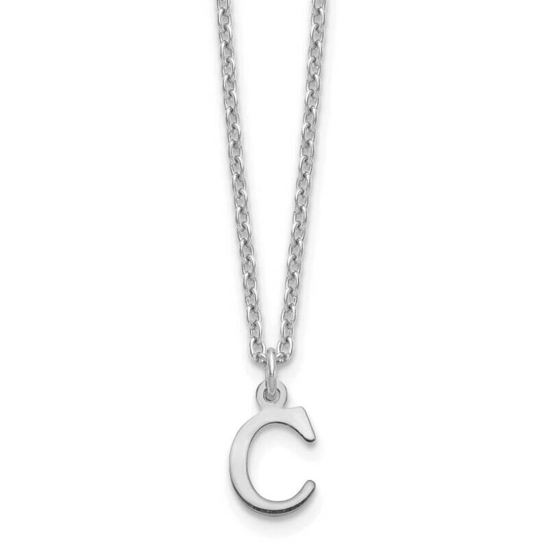Cutout Letter C Initial Necklace Sterling Silver Rhodium-Plated XNA727SS/C