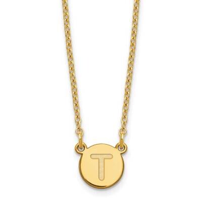 Gold-Plated Tiny Circle Block Letter T Initial Necklace Sterling Silver XNA722GP/T, MPN: XNA722GP/T,