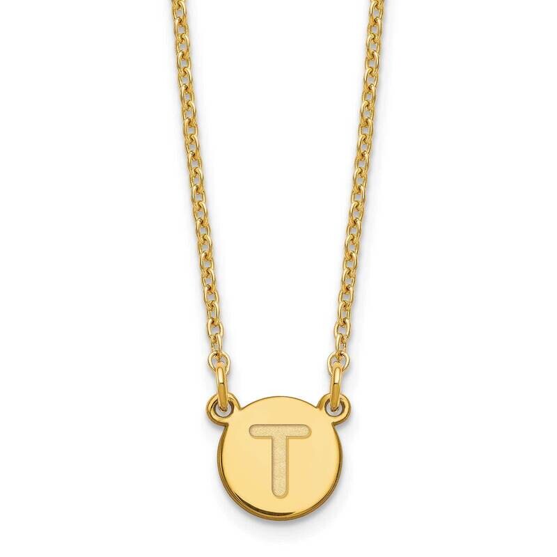 Gold-Plated Tiny Circle Block Letter T Initial Necklace Sterling Silver XNA722GP/T