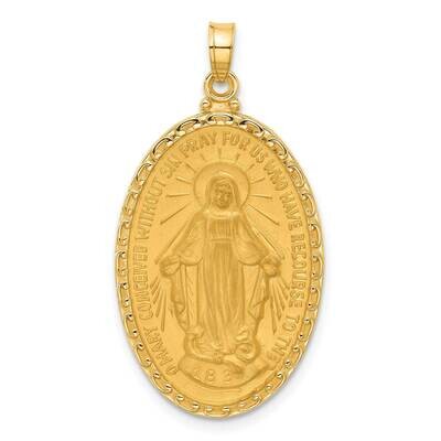 Satin Polished Miraculous Medal Solid Oval Pendant 14k Gold XR2119 by Men&#39;s Jewelry and Accessories…