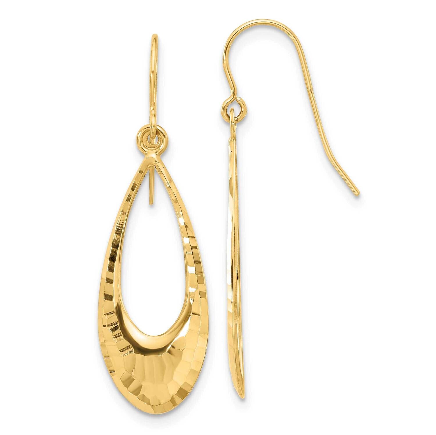 Diamond Cut Oval Dangle Earrings 14k Gold YE2181, MPN: YE2181, 716838383290