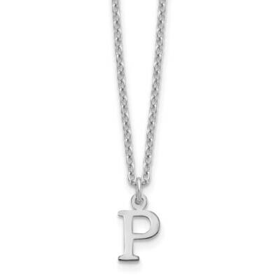 Cutout Letter P Initial Necklace Sterling Silver Rhodium-Plated XNA727SS/P, MPN: XNA727SS/P,