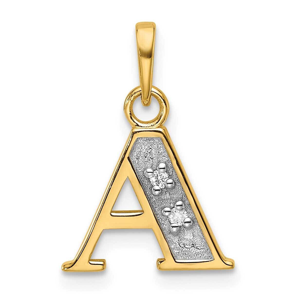Diamond Letter A Initial Pendant 14k Gold With Rhodium YC1541A