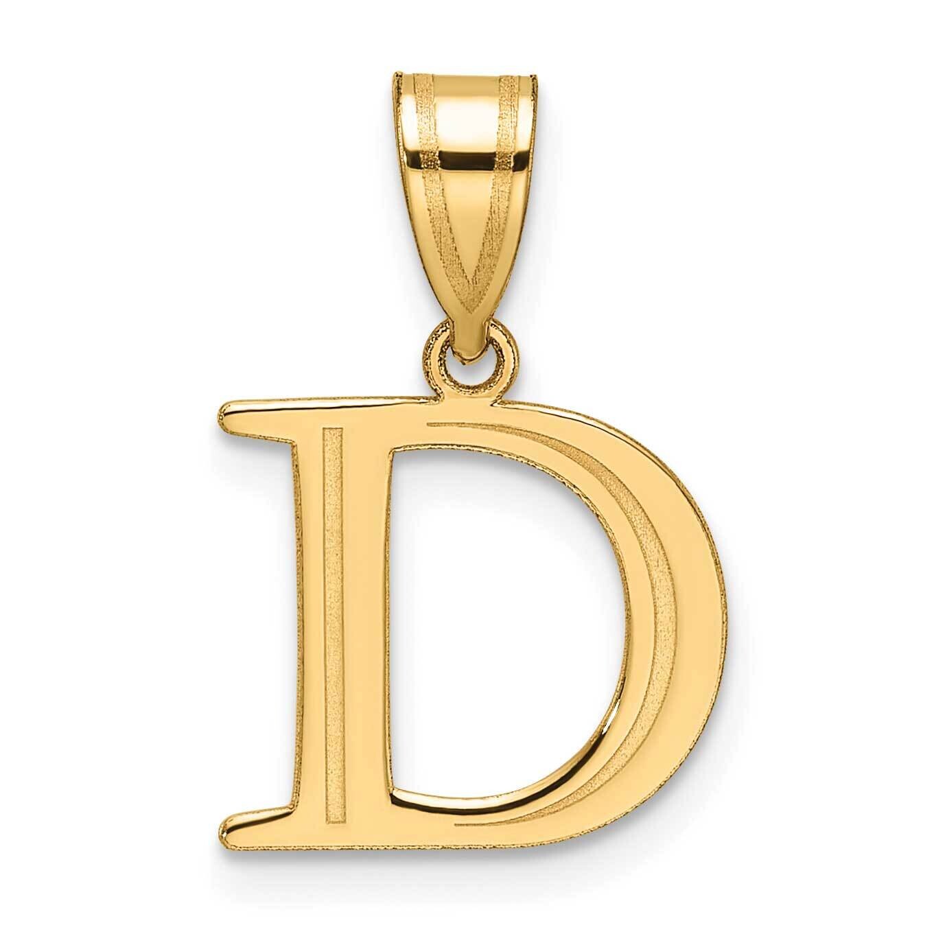 Etched Letter D Initial Pendant 14k Polished Gold YC1539D, MPN: YC1539D,