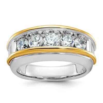 Ibgoodman Men&#39;s Polished 5-Stone 1 1/5 Carat Aa Quality Diamond Ring 14k Two-Tone Gold B64060-4WYAA…